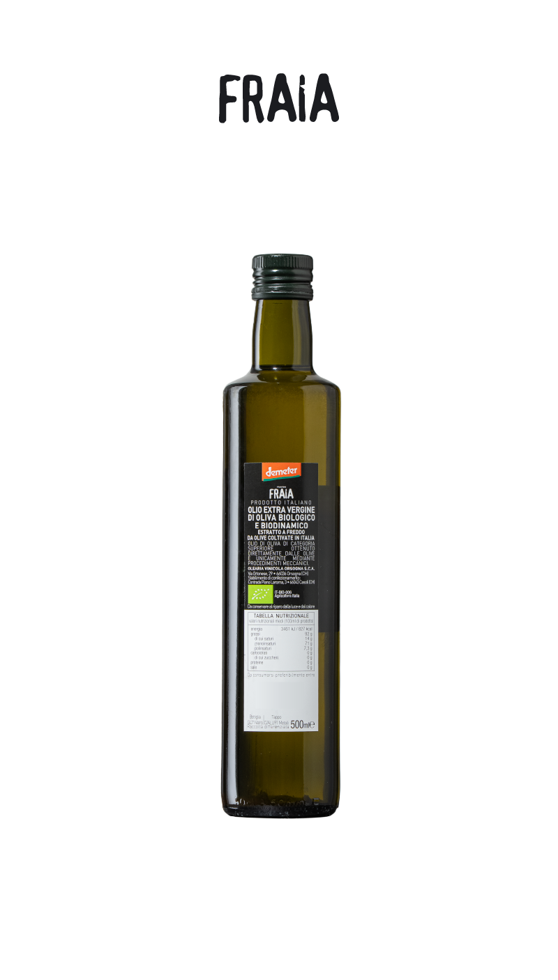 FRAIA <br> Olio extravergine di oliva 500ml <br> biologico e biodinamico