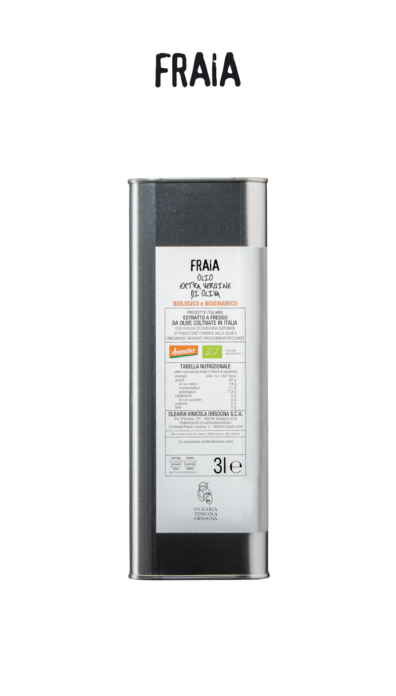 FRAIA <br> Olio extravergine di oliva 3L <br> biologico e biodinamico